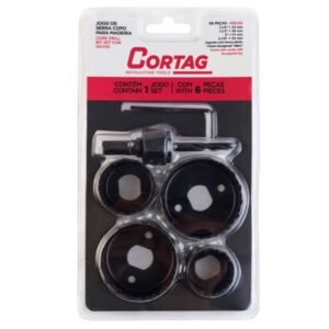 KIT SERRA COPO CORTAG MADEIRA 6 PECAS C/ GUIA
